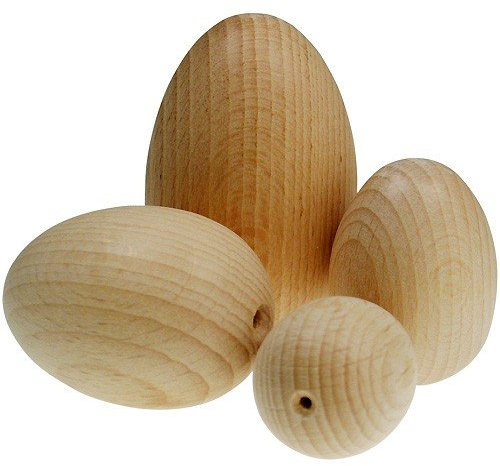 Holzeier Buche roh, 40x60mm, halbgebohrt Ø 3,5mm, 15 Stück