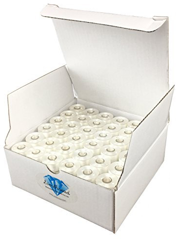 Simthreads Tippe A Stickerei vorgewickelten Spulen Gewinde - 144pcs/pack, für Brother, Babylock, Bernina, Janome, Juki, Kenmore, Singer Stickereimaschine (Weiß)