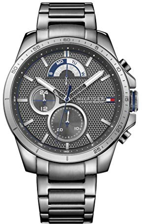 Tommy Hilfiger Multi Zifferblatt Quarz Uhr für Herren mit Graues Edelstahlarmband - 1791347