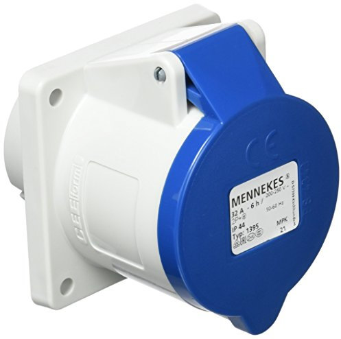 Mennekes 101100217 Grundlagen Semi Einbauleuchte EWG, Steckdosen, 230 V, 50 – 60 Hz, 32 A, 3-polig, IP 44, blau