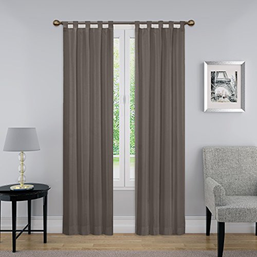 Pairs to Go Modern Decorative Tab Top Window Curtains for Bedroom or Living Room (2 Panels), Cotton, Grey, 30 W x 95 L (Pack of 2)