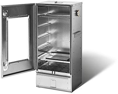SMOKI-Räuchertechnik - Affumicatoio in acciaio goffrato con finestra, altezza: 85 cm