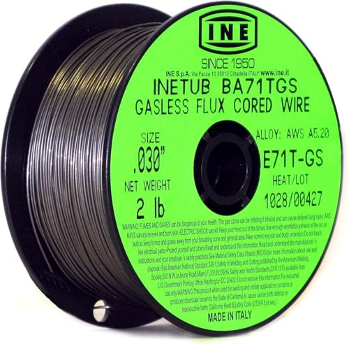 INETUB BA71TGS Flux Core Welding Wire .030 — 2 lb Spool | Made in Italy | Gasless Self-Shielded Wire for Outdoor Welding, Auto Body & DIY Repairs — AWS E71T-GS