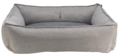 TRIXIE Hundebett Leni 80 × 60 cm in sand/grau - geräumiger Hundeschlafplatz mit gemütlichem Kissen - Hundekorb für mittelgroße Hunde - rutschfest und waschbar - 37994