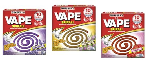 Vape Spirali Profumate Assortite, Insetticida Protettivo Contro Zanzare Comuni e Tigre, Confezione da 3