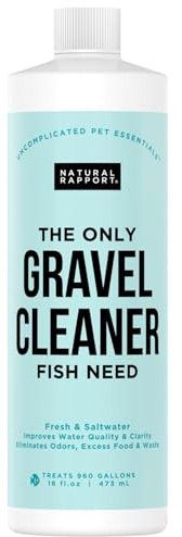 Aquarium Gravel Cleaner - Liquid Gravel Cleaner for Fish Tanks - Naturally Reduces Fish Waste, Ammonia, Nitrite & Odors - Freshwater & Saltwater - No Vacuum Needed - Treats 960 Gallons (16 fl oz)