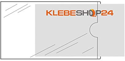 Visitenkartentaschen selbstklebend | Transparent | 20 oder 100 Stück | 95 x 60 mm, schmale Seite offen | Visitenkartenhüllen zum Einkleben | Kartenhüllen zum Kleben / 100 Stück