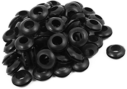 sourcing map Passe Fil Caoutchouc Oeillet Passe Câble Protecteur noir 8mm Diamètre intérieur 68pcs
