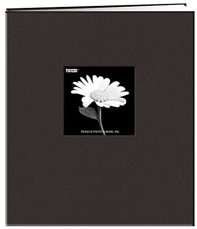 Pioneer MB-811CBFBLK 8 1/2 Inch by 11 Inch Postbound Fabric Frame Cover Memory Book, Deep Black