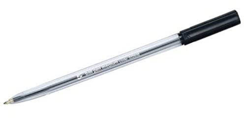 5 Star Office Ball Pen Clear Barrel Medium 1.0mm Tip 0.7mm Line Black [Pack 50]