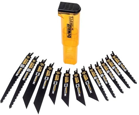 DEWALT Coffret de 13 Lames de Scie Sabre XR Runtime - Pour la Découpe du Bois et du Métal - Dimensions 152-230mm - Grande Robustesse - Longue Durée de Vie - Convient pour Professionnels, DT99550-QZ