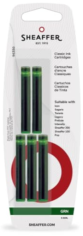 Sheaffer Skrip Fountain Pen Classic Ink Cartridge - Green (five per card)