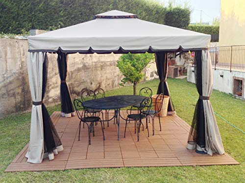 GAZEBO DA GIARDINO 3X3 O 3X4 IN ALLUMINIO TELO ANTIPIOGGIA ZANZARIERA E CAMINO ROBUSTO E ANCORABILE 3 X 3 O 3 X 4 (Gazebo 3x3)
