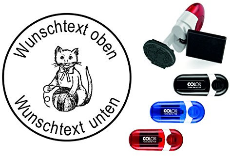 Geocachingstämpel KATZE ullnäbb med personligt cachernamn/smeknamn, rund stämpel, geocaching, fickstämpel