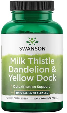 Swanson Milk Thistle, Dandelion & Yellow Dock - Herbal Liver Support Supplement - Natural Supplement Helping to Maintain Overall Health & Wellbeing - (120 Capsules) (1 Pack)