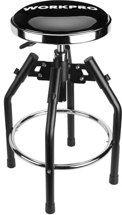 WORKPRO Heavy Duty Adjustable Hydraulic Shop Stool,Garage Bar Stool, 29in to 33.86in, 330-Pound Capacity, Black