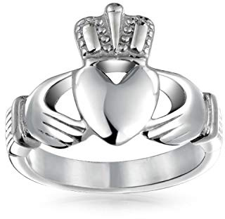 Bling Jewelry Bff Celtique Irlandais Amitié Couples Promesse Claddagh Bague Pour Hommes Pour Femmes Ton Argent En Acier Inoxydable