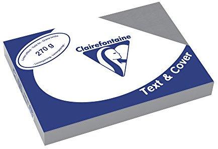 Clairefontaine 2728C Druckerpapier Text & Cover DIN A4, 21 x 29,7cm, 270g, 1 Ries mit 100 Blatt, Ledergeprägt Grau