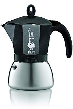 Bialetti Moka Induction Caffettiera in Alluminio, Adatta all'induzione, 190 W, 6 Cups, Acciaio Inossidabile, Grigio Antracite