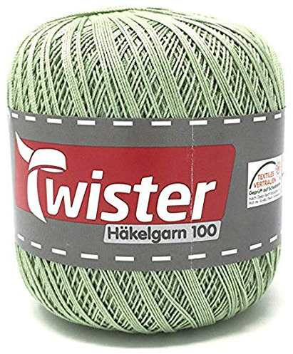 TWISTER Häkelgarn Zartgrün 100g 100% Baumwolle 580m 2mm