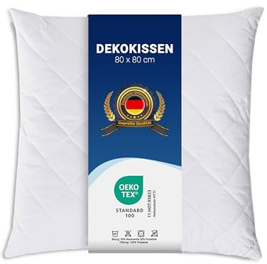 ZOLLNER Komfortables Kopfkissen - 80x80 cm - mit Reißverschluss – Individuell anpassbare Füllung aus Synthetikfasern - bis 95°C waschbar - Bezug aus Baumwollmischung - Hotelqualität