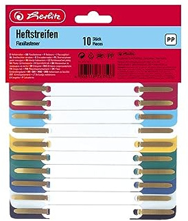 Herlitz 8767501 Heftstreifen, 34 x 150 mm, PP-Folie, farbig sortiert