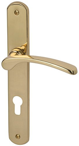 Alpertec 32740023 Amos-LS Messing poliert PZ Drückergarnitur Türdrücker Türbeschläge Neu, Wohnungseingangstüren beidseitig Drücker