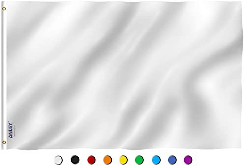 ANLEY Fly Breeze 3x5 Foot (90 X 150cm) Solid White Flag - Vivid Color and UV Fade Resistant - Canvas Header and Double Stitched - Plain White Flags Polyester with Brass Grommets 3 X 5 Ft