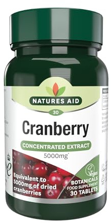 Natures Aid Cranberry 5000mg Supplement – 30 Tablets | High Strength, Supports Urinary Tract & Bladder Health, Antioxidant Protection, Vegan, Gluten-Free, For Women & Men