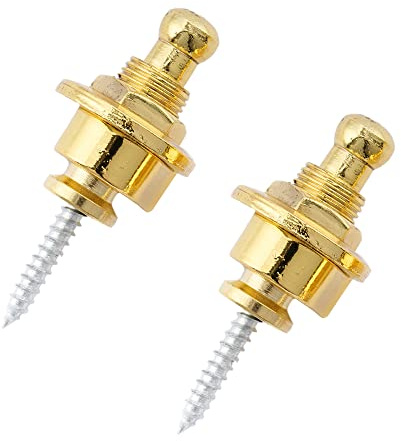 Musiclily Metall Gitarren Strap Locks Security Lock Gurtpin Gitarrengurt Schloss Knöpfe für Akustik Klassische E-Gitarre Bass, Gold(2 Stück)