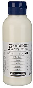 Schmincke - AKADEMIE® Acryl color, ivoire 250 ml, 23221027, peinture acrylique pour artistes, brillante, très résistante à la lumière et sans cadmium, pour la peinture acrylique, mixed media.