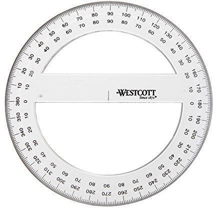 Westcott E-10136 00 transportador círculo completo, de plástico, 15 cm, transparente