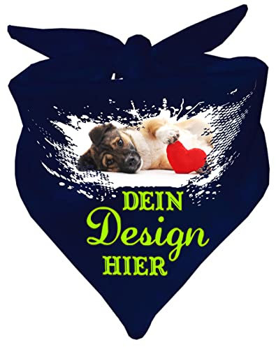 Hunde Dreiecks Halstuch personalisiert mit deinem Wunschmotiv (Fb: Navy) (Gr. 1 (55 cm))