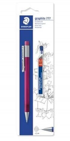 STAEDTLER STAEDTLER 7775SBKD25DA Druckbleistift graphite und 1 ST Feinminendose (HB) gefüllt mit B-Minen, Minendurchmesser 0,5 mm, Schaftfarbe: magenta, Blisterkarte
