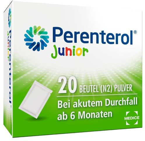 Perenterol junior 250 mg Pulver 20 Sachets - Durchfall Medikament zur Vorbeugung & Behandlung von akutem Durchfall - entzündungshemmend - verhindert übermäßigen Flüssigkeitsverlust