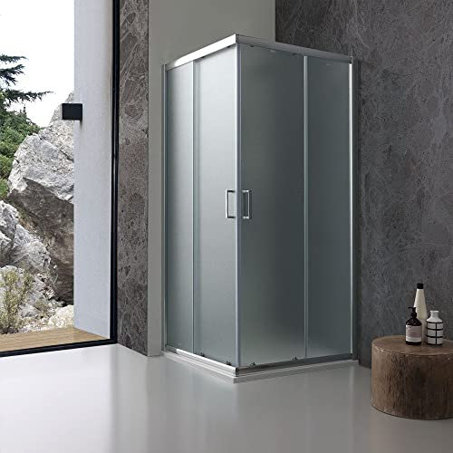 Kiamami Valentina - Cabine de douche carrée 70x70 cm portes coulissantes en verre mat | Giada