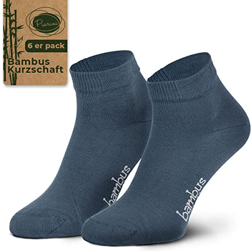 Piarini - Lot de 6 paires de chaussettes courtes pour homme - bambou - bleu jean - 39-42