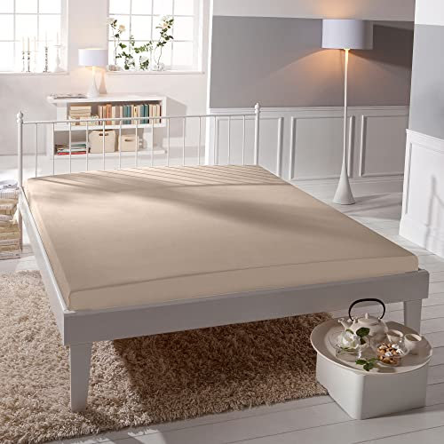 Bella Donna „Cher“, Jersey-Spannbettuch, sand, 120x200 cm - 130x220 cm