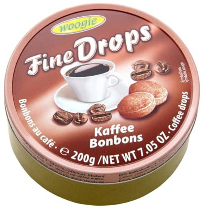 Woogie Kaffee-Bonbons Fine Drops in der wiederverschließbaren 200g Dose