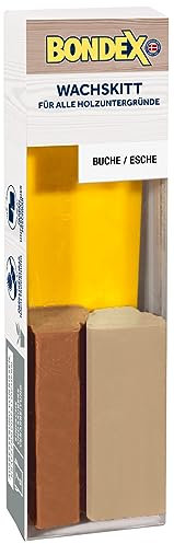 Bondex Wachskitt Buche/Esche à 7 g Block | Ausbesserung von Rissen, Kratzern oder Löchern | Einfache und saubere Verarbeitung und Anwendung | Überstreichbar nach Trocknung | inkl Kunststoffspachtel