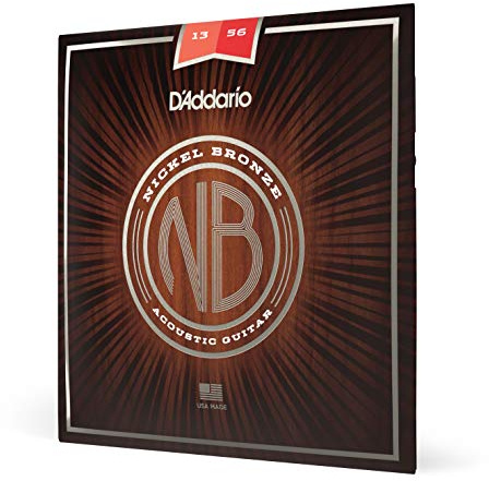 D'Addario Guitar Strings - Acoustic Guitar Strings - Nickel Bronze - For 6 String Guitar - Natural, Clear, & Focused Tone - NB1356 - Medium, 13-56