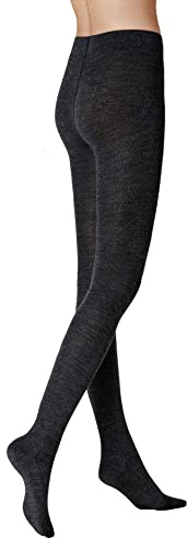 KUNERT Collant da donna in morbido cotone e lana, Grigio (Anthracite Mel 4050), L