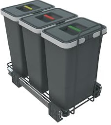 Elletipi PF01 34A3 Pattumiera Differenziata Estraibile per Base, Grigio, ‎23 x 45 x 36 cm