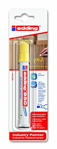 edding 950 industry painter - yellow - pack of 1 pen - round nib 10 mm - marker for writing on metal, rocks, wood - rough or wet surfaces - permanent, waterproof