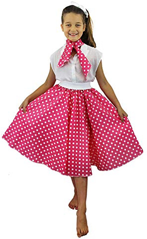 FALDA Y PAÑUELO DE LUNARES COLOR ROSA CON PUNTOS BLANCOS PARA NIÑA (TALLA UNICA)