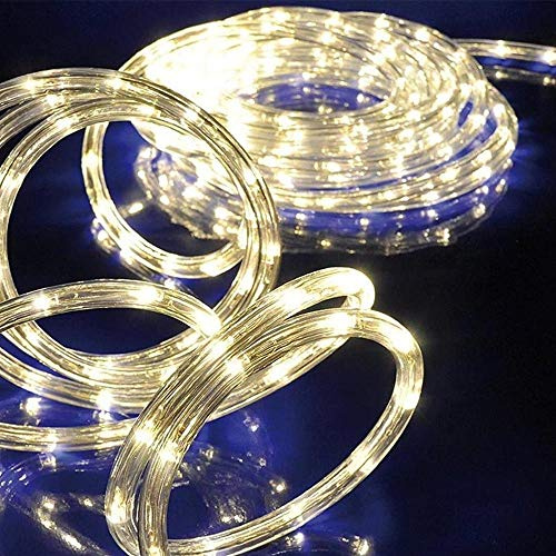 Bakaji Tubo Luminoso a LED per Esterno 10 Metri Bianco Caldo con Controller per Giochi di Luce, 18 Led per Metro, 180 LED Totale Super Luminoso.