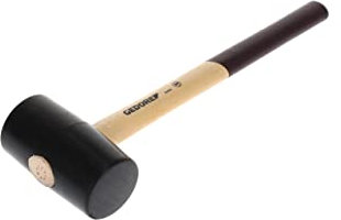 GEDORE Martillo de goma con empuñadura de madera, 65 mm de diámetro, Martillo con mango de madera de fresno, Con dos caras planas, Herramienta, Forjado, 226 E-2