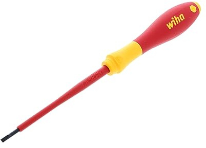 Wiha Tools Ins Screwdriver, Slotted, 1/8x4 in, Round, Red and Black, One Size (32012)