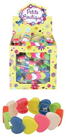 12 Heart Bracelet Party Bag Fillers / Girls Toys Kids Children Assorted Colours