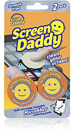 Scrub Daddy Screen Cleaning Microfiber Cloth Pads, Cleaning Pads for Phone, Computer Screen, Eye Glasses, Lenses, Scratch-Free, Streak-Free, Reusable, Washable, 2ct